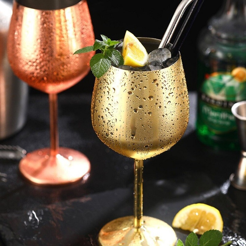 Mi.more 500ml Gelas Wine Goblet Stainless Gold Silver Rose Gold / Wine Glass Cup Bar Resto Cocktail Champagne