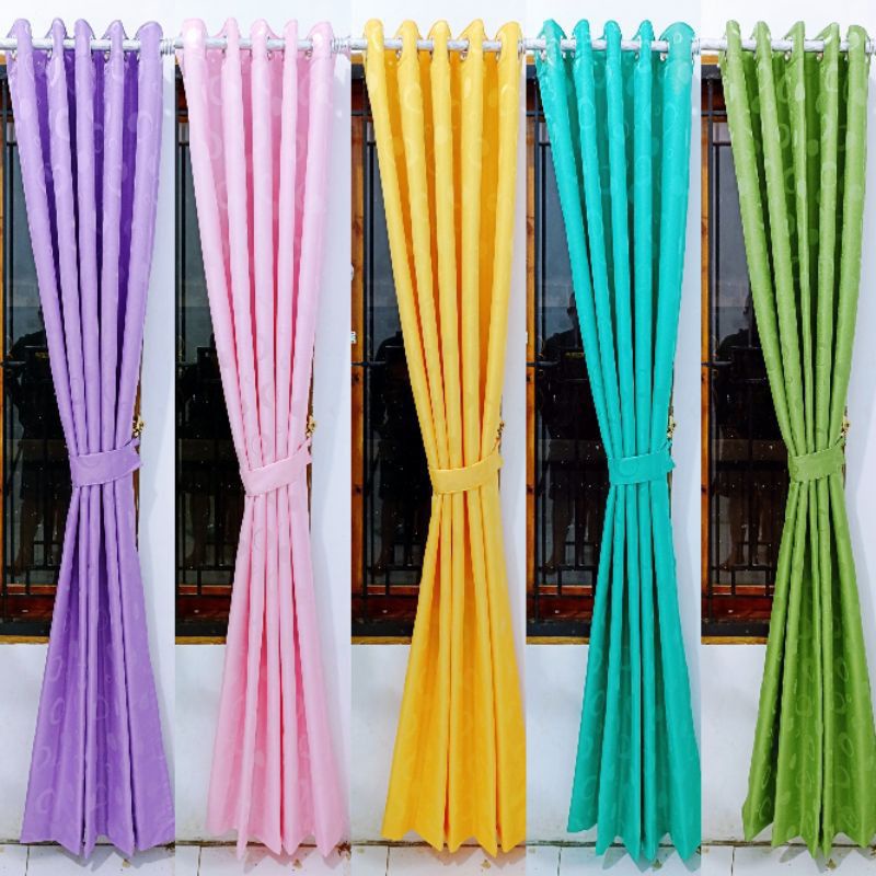 Gorden jendela minimalis embos polkadot/gorden pintu embos polkadot/gorden polkadot gorden murah smo