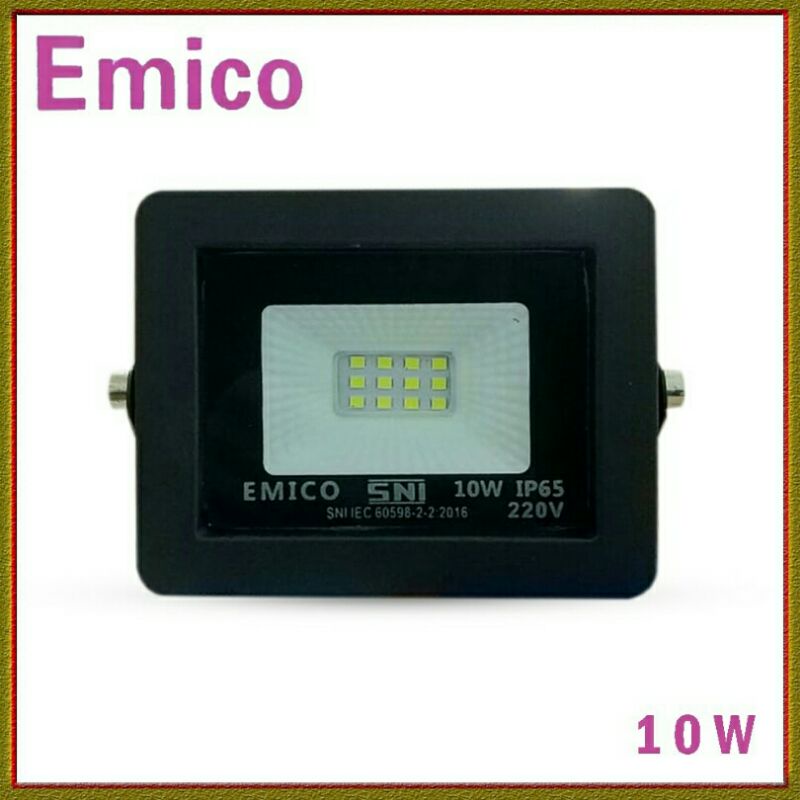 Lampu Sorot Emico/Lampu Tembak/Flood Light LED 10 Watt IP65 EMICO - Putih/Kuning