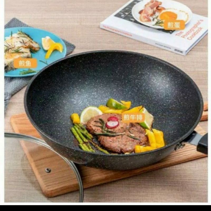 wajan korea pan batu set alat dapur masak teflon anti lengket