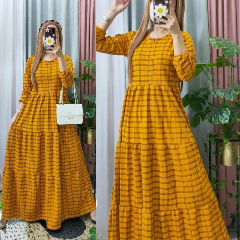 longdress wanita kotak/voxy kotak volka/longdress voxy/longdress kotak kotak
