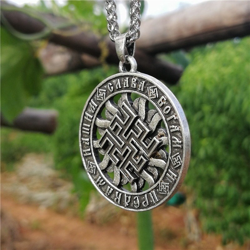 Kalung Liontin Jimat Rune Bahan Stainless Steel 316L Gaya Punk Viking Untuk Pria