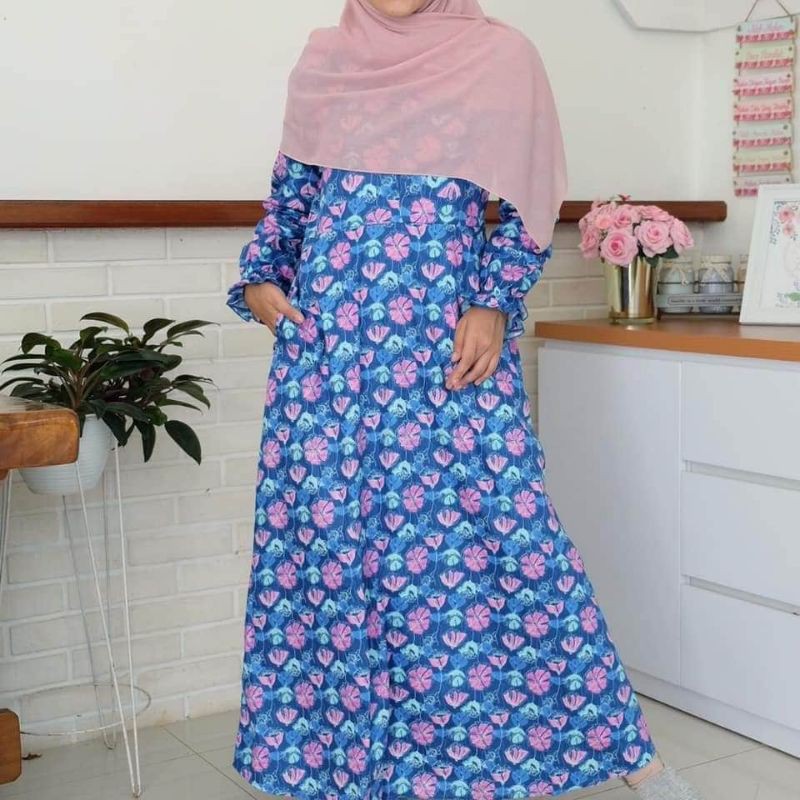 gamis katun jepang/ gamis adem/ gamis motif shafeeya