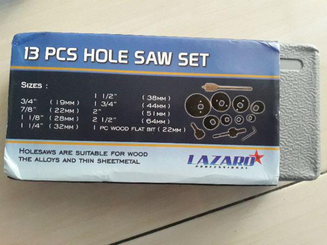 Hole Saw Kit / Holesaw Set / Mata Bor Lazaro 13pcs Hidroponik