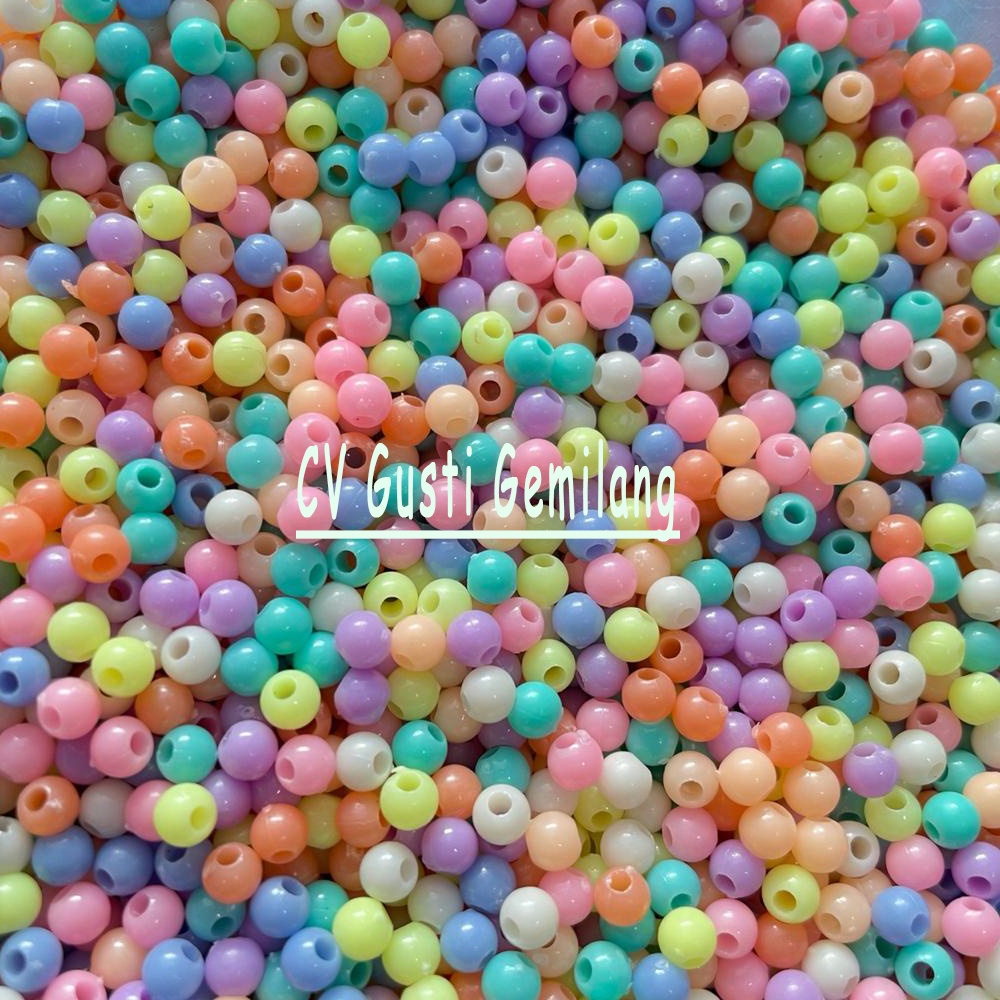 Mote Manik Mutiara Pastel 4mm Warna Sugus 10gr