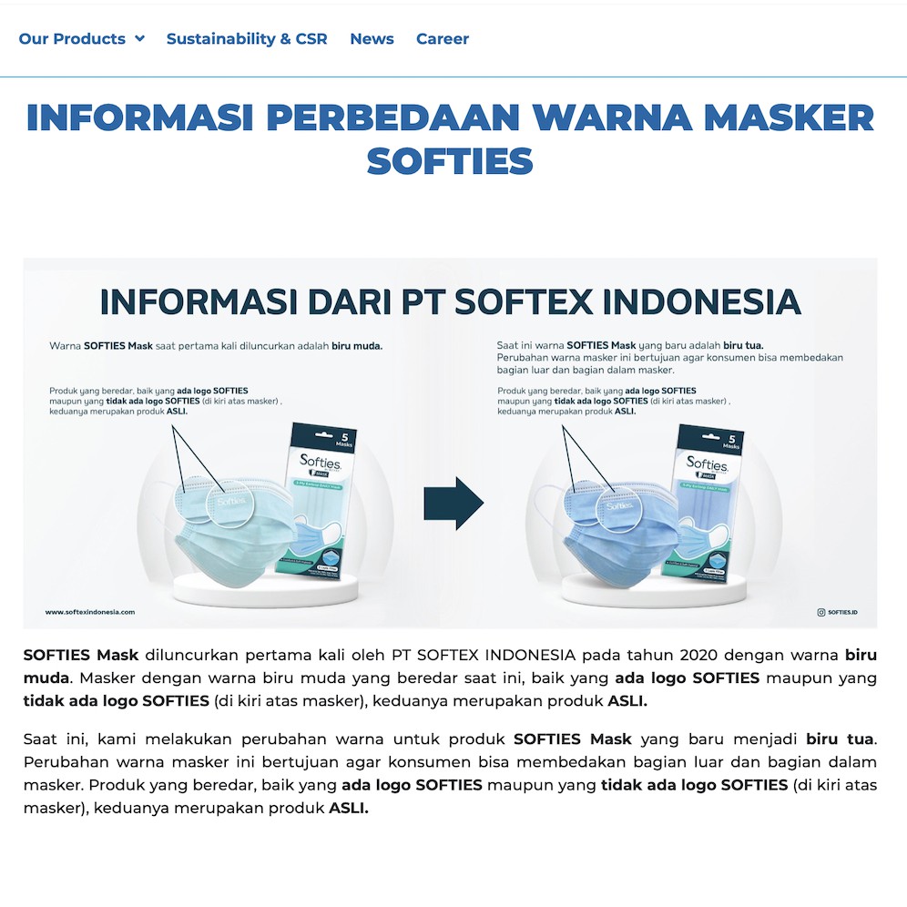 Masker 3ply Softies Daily Mask Pack isi 5pcs