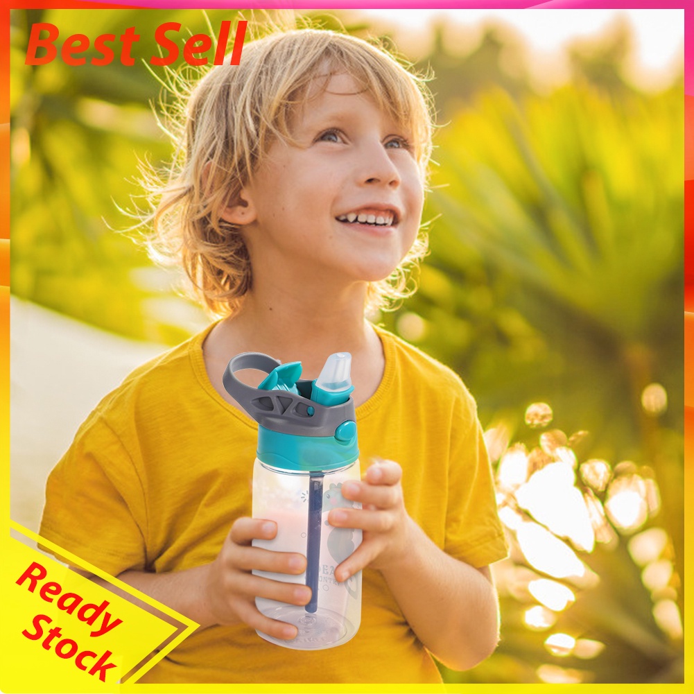 480ml Children Portable Cartoon Kettle w/ Leak-Proof Straw Sports Sippy Cup