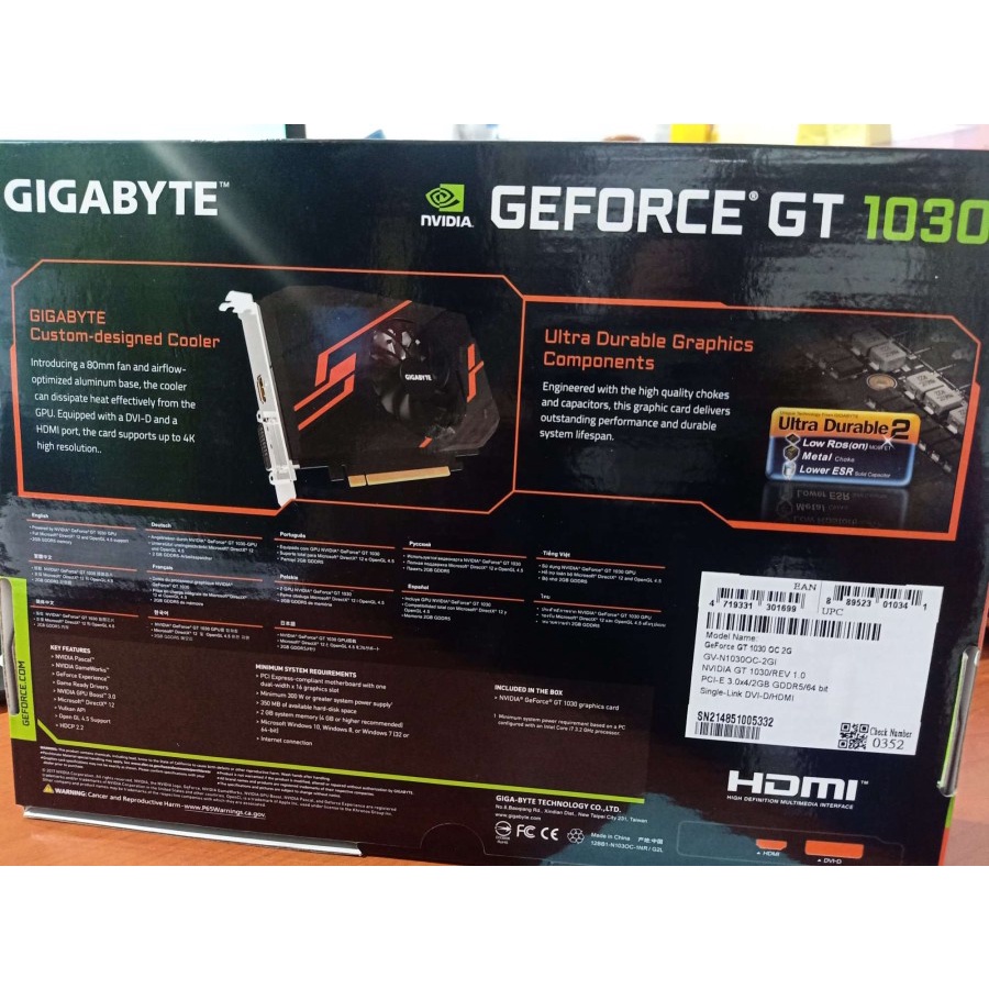 VGA Gigabyte Geforce GT 1030 2GB DDR4 64BIT GT1030 Resmi