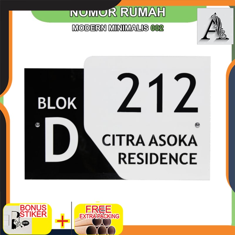 

Grosir Nomor Rumah Acrylic Modern Minimalis Model 002 - Putih Hitam