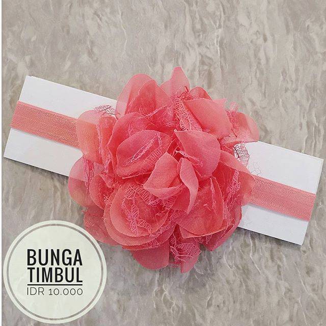 Bandana bando headband anak bayi bunga timbul mix brukat lucu cantik murah importo