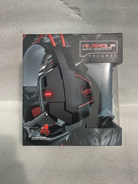 HEADSET GAMING WARWOLF R4 SUPERBASS RED LED WITH MIC