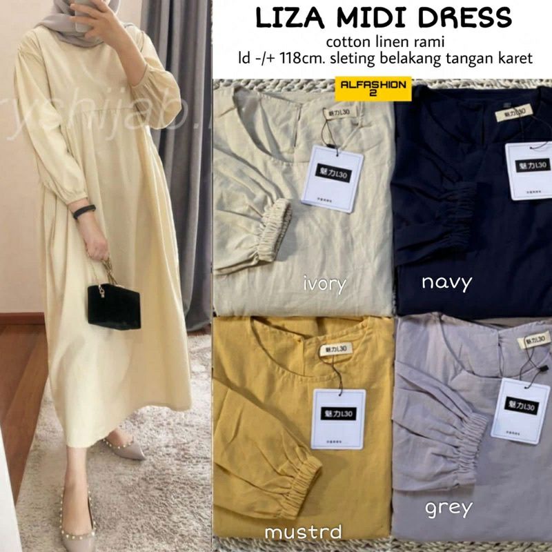 LIZA MIDI DRESS / DRESS LINEN RAMI/ MIDI DRESS LINEN / MIDI DRESS JUMBO