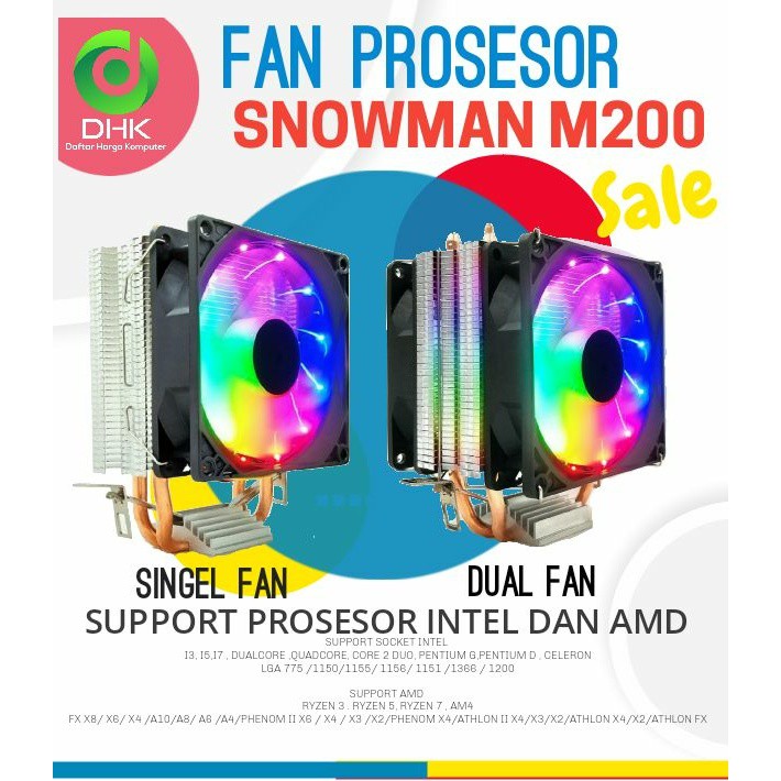 CPU FAN COOLER COOLMOON RGB FOR INTEL DAN AMD FAN PROCESSOR