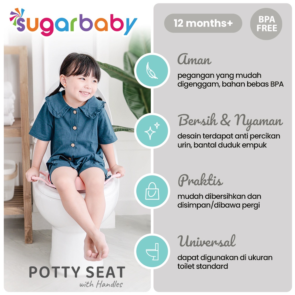 Sugar Baby Potty Seat with Handles / Ring kloset Dengan Pegangan / Potty Handle / Potty Gagang / Dudukan Toilet Anak Dengan Pegangan