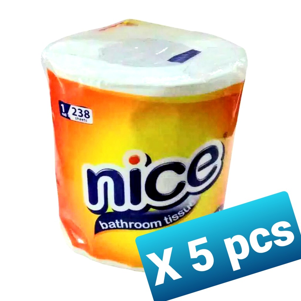 PAKET x 5 PCS) Nice Tisu toilet 238s roll 2ply tissue non embos (no.135)