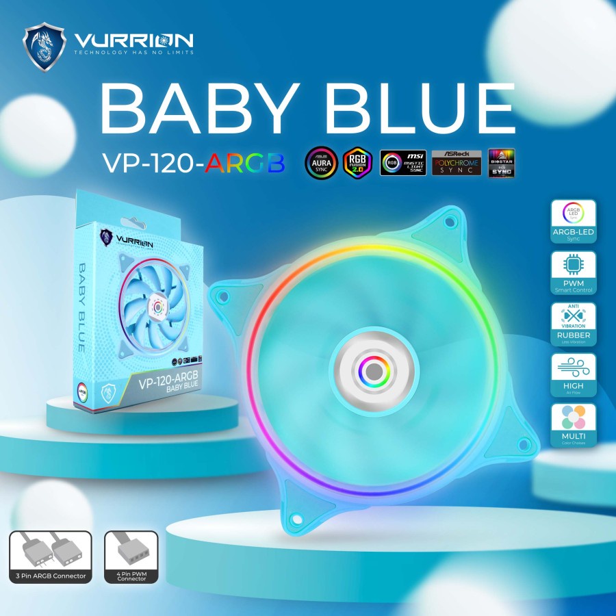 VURRION VP-120 ARGB BABY BLUE 120mm - Case Fan