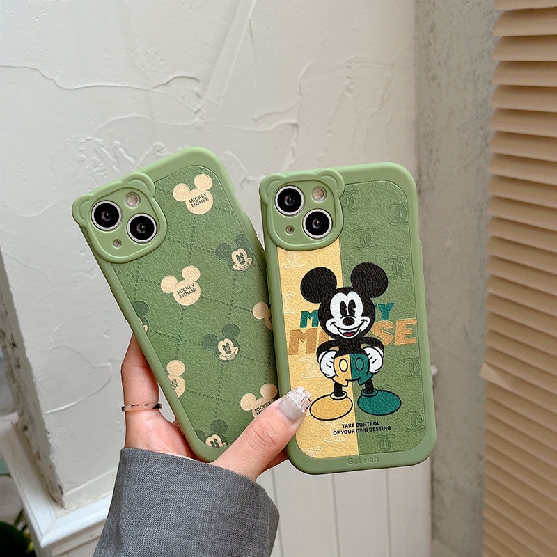 Soft Case Silikon Motif Print Wajah Tikus Hijau Army Untuk IPhone 12 13 11 Pro Max X Xs Max Xr 7 8 Plus Tbvh