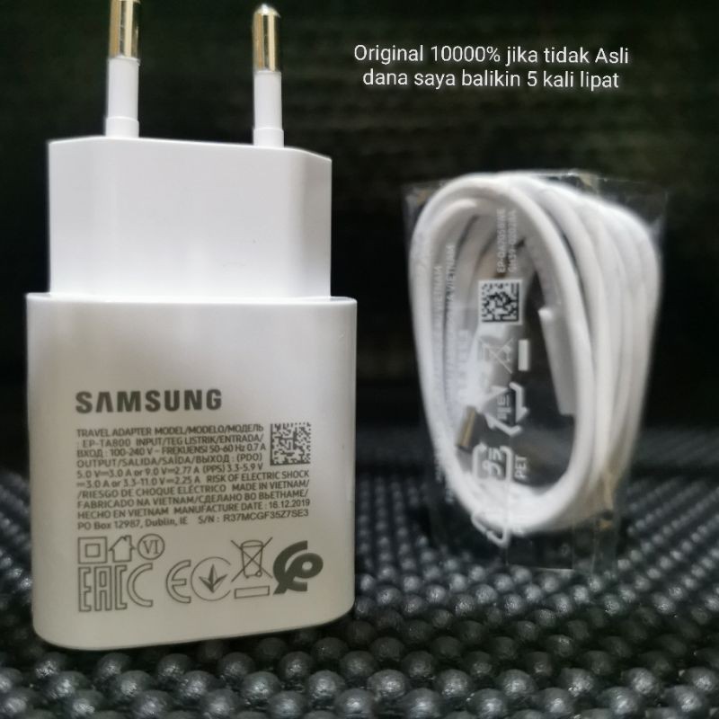 Charger Samsung S20 Note 20 Note 10 A71 Putih bekas Copotan Bawaan Hp