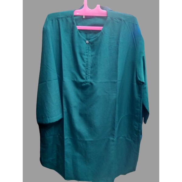 CUCI GUDANG Baju Koko koko kurta pria dewasa polos lengan 7/8 polos resleting bahan Katun warna hija