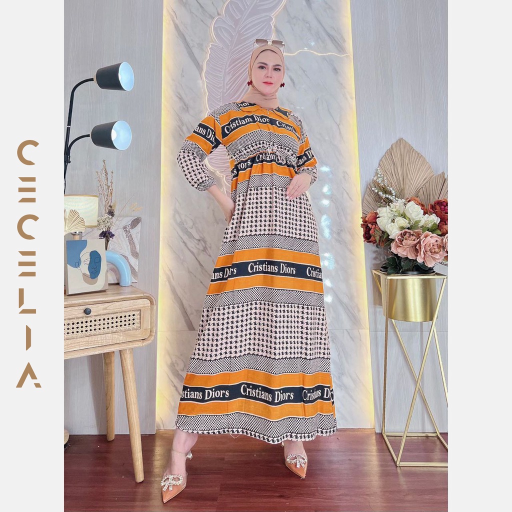 Gamis Rayon Viscose Tebal Busui Home Dress Fashion Motif Resleting Depan Halus Adem