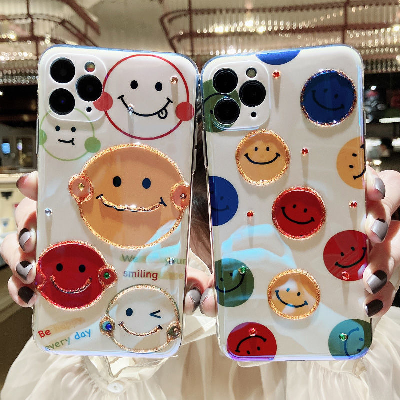 Soft Case Silikon Motif Smiley Face Untuk iPhone 12 12promax 7 8Plus SE X XS XR XSMAX 11 Pro Max