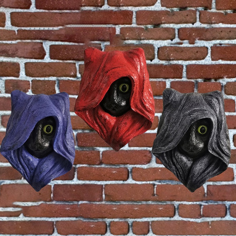 Liontin Pintu Desain Kucing Misterius Halloween Untuk Dekorasi Dinding Rumah