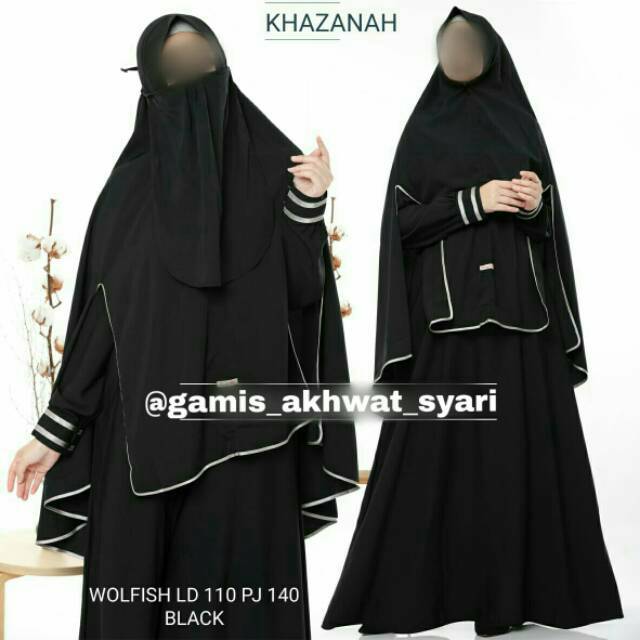 Khazanah syari gamis satu set cadar murah polos big size jumbo original royale hijab