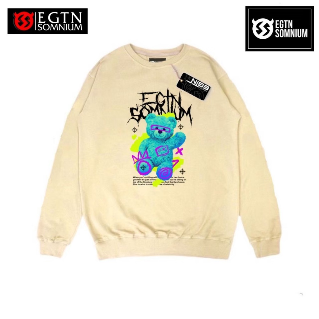 SWEATER CREWNECK PRIA WANITA OVERSIZE EIGHTY NINE WARNA CREAM DEPESSION SWEATSHIRT ORIGINAL SWITER P