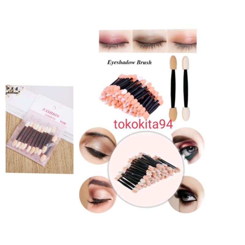 Kuas Eyeshadow 1Set isi 10 Pcs - Kuas Eyeshadow 2in1  - Brush Eyeshadow Satuan  2in1