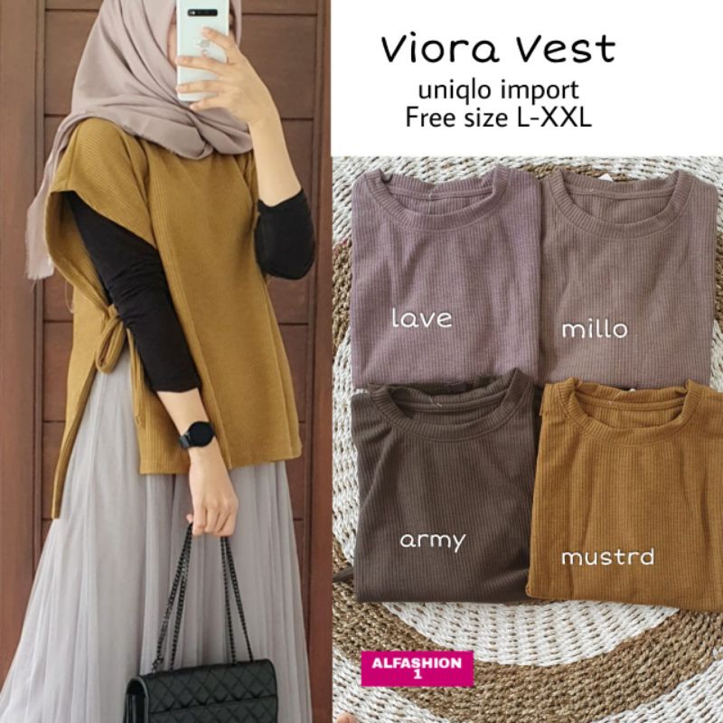 Viora Vest Bahan Kaos Uniqlo Tebal By ALFASHION/Rompi Vest Import Tali Samping/Outer Vest Rajut