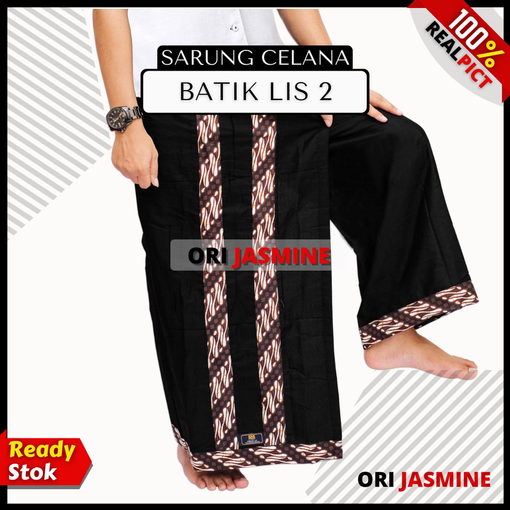 Sarung celana dewasa muslim jumbo hitam batik Lis panjang pria murah wadimor