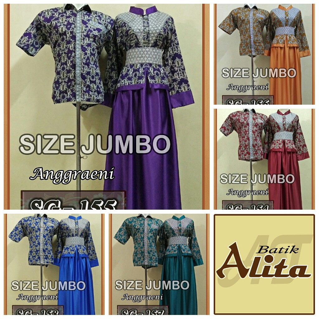  Sarimbit  Gamis Batik  Jumbo  Couple Pasangan Seragam Batik  