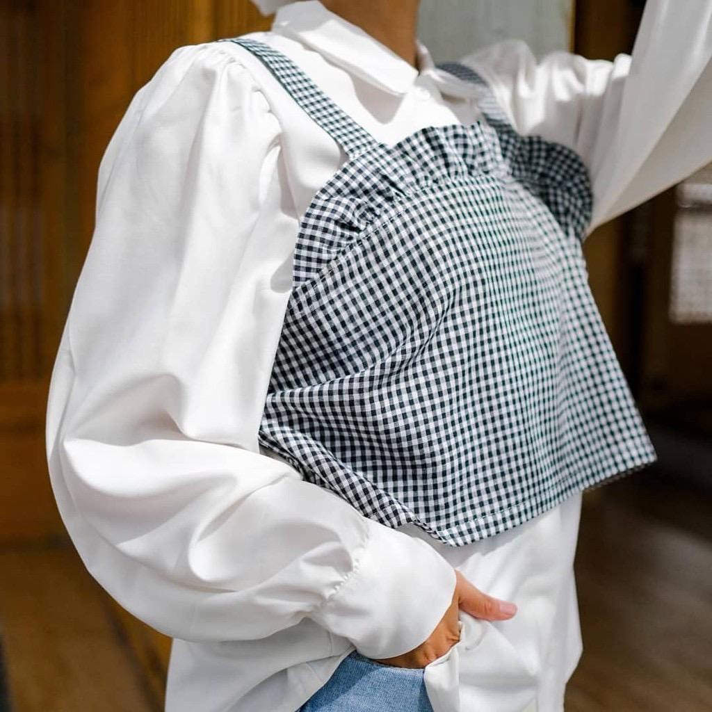 Weijia Fashion OOTD Wanita Tanktop Kotak-Kotak GUERTO / YOSIE HALAL TANKTOP / Tanktop Motif Kotak-Ko