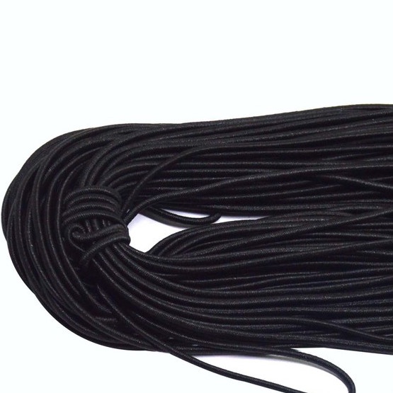 Tali Kur BULAT Elastis NYLON DIY Tali Kolor Gelang Karet Stretch Tas Serut Diameter 2.5mm HITAM