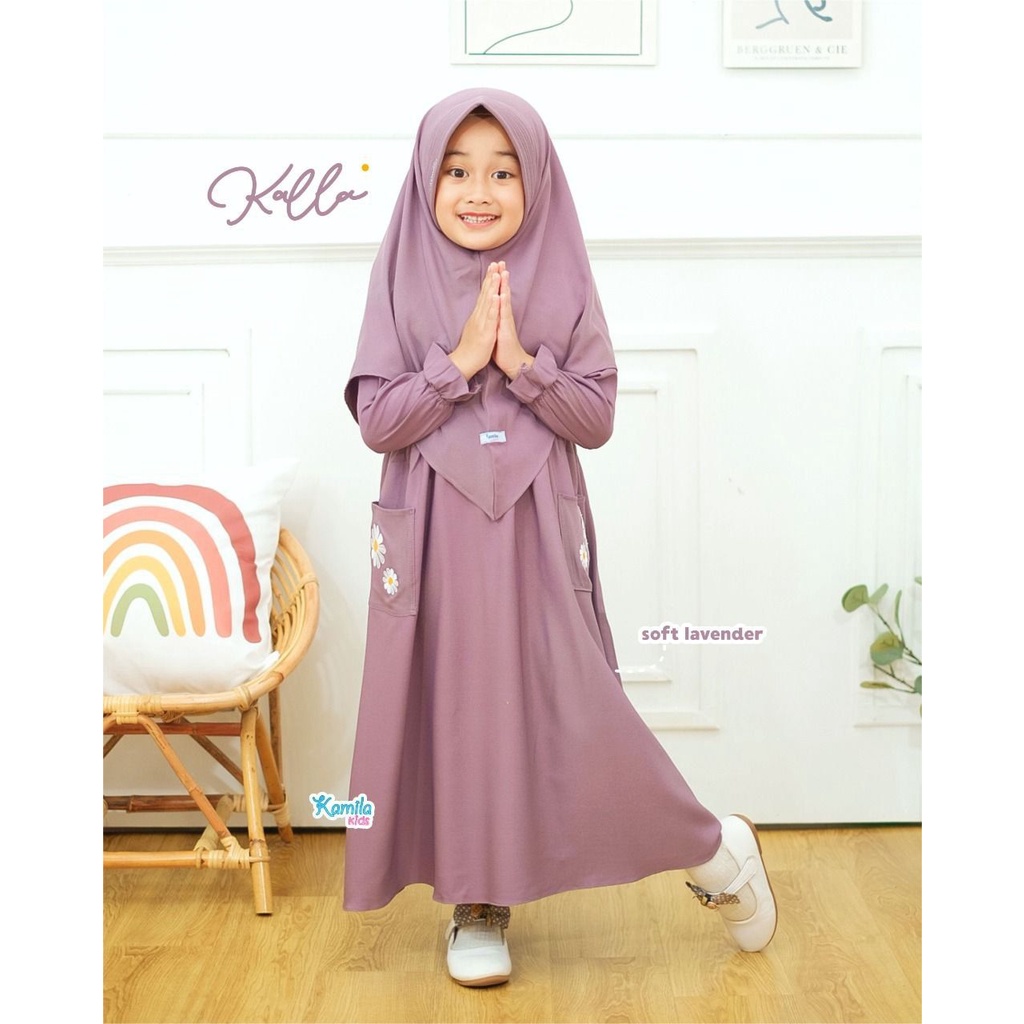 KALLA SET GAMIS ANAK ORIGINAL BY ZABANNIA KAMILA KIDS SETELAN HIJAB DRESS BAJU BUSANA MUSLIM PEREMPU