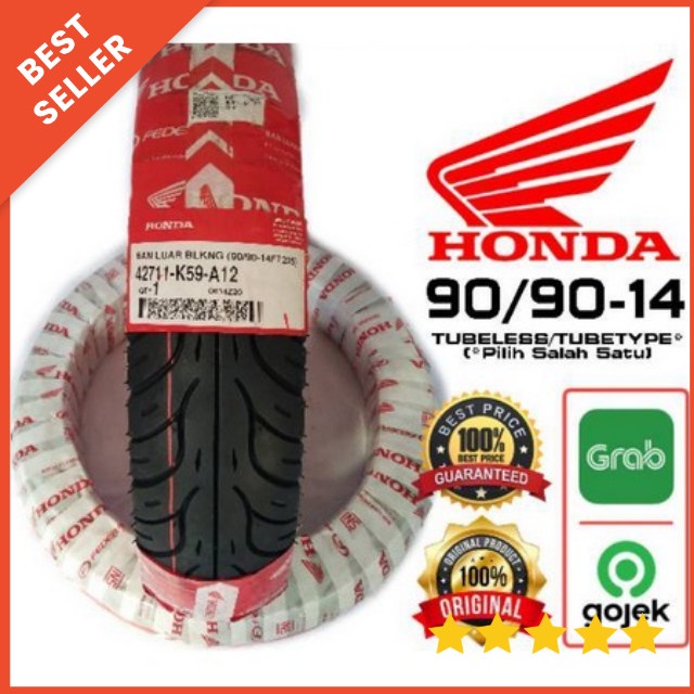 BAN BELAKANG TUBELES HONDA METIK BAN BELAKANG 90/90 -14 VARIO BEAT SECOPPY GENIO ORIGNAL HONDA