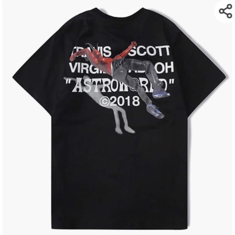 T-Shirt Travis Scott X Off-White Black & White/baju oversize/T-Shirt Murah/Baju distro murah/baju vi