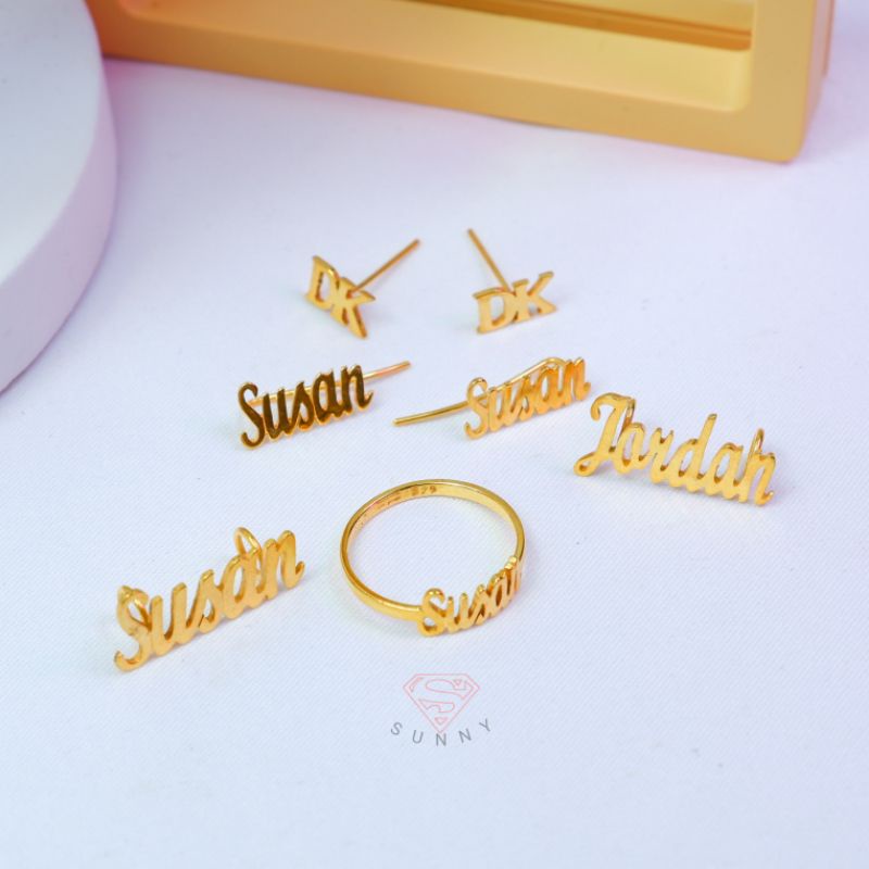 Gelang cincin nama/custom emas asli kadar 300%
