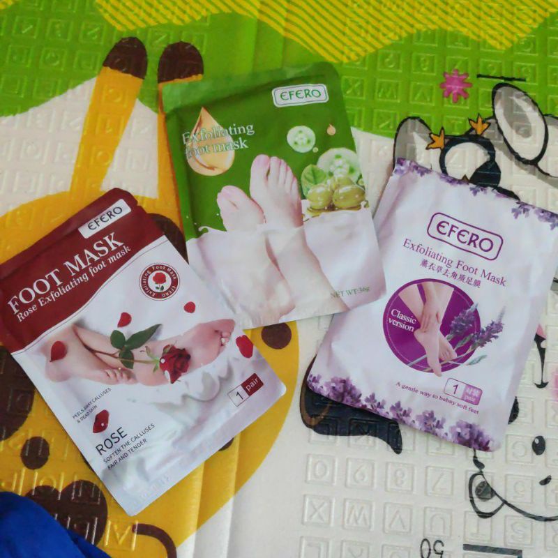 Efero Foot &amp; hand Mask Peeling Exfoliating Masker Kaki Tangan Mengangkat Sel kulit mati Perawatan Kaki Masker Kaki 1 Sachet Mask Foot efero