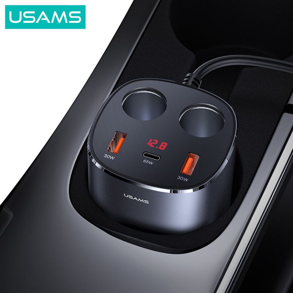 USAMS C28 Charger Mobil Fast Car Charge 245W Digital Display 5in1