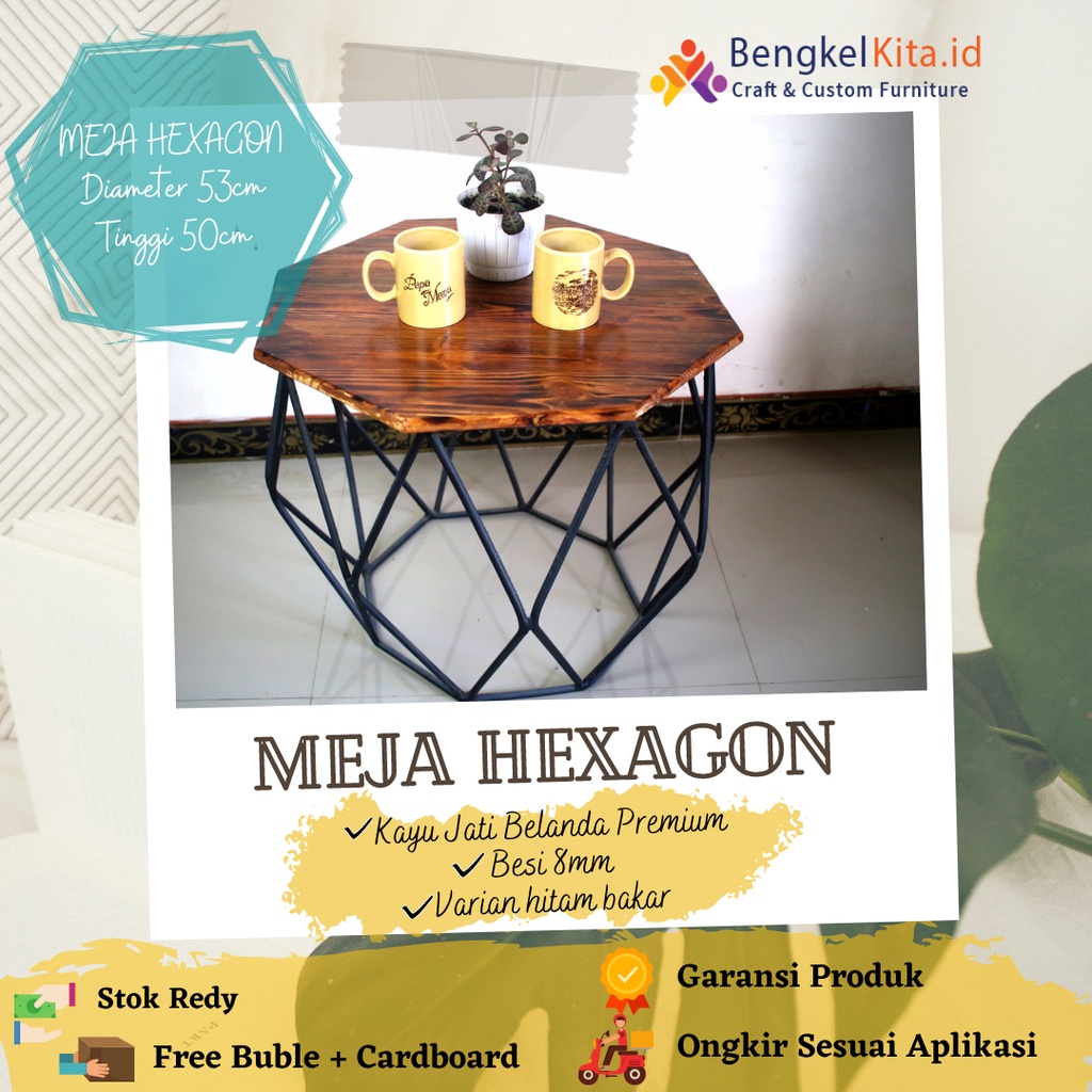 Meja Tamu Minimalis Ruang Tamu /Furniture meja tamu / meja teras / Coffee Table GRATIS ONGKIR-Finishing Bakar