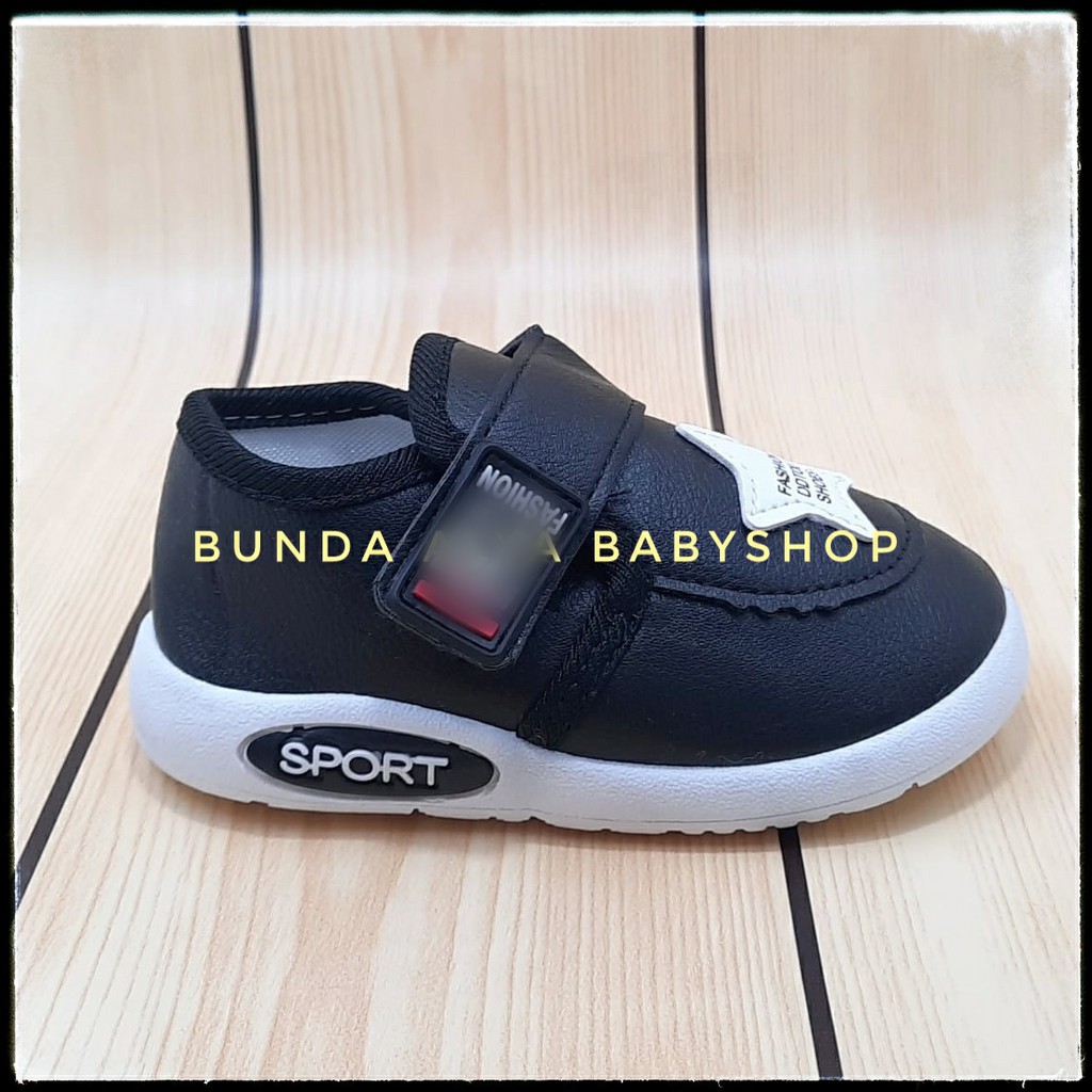 Sepatu Anak Laki Laki IMPORT Usia 6 bulan 1 Tahun HITAM - Sepatu Anak Cowok Belajar Jalan Empuk Lentur Size 16 - 19