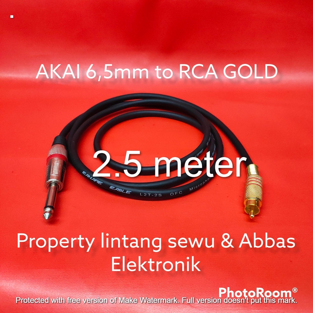 KABEL JEK AKAI 6,5MM TO RCA GOLD  2.5 METER