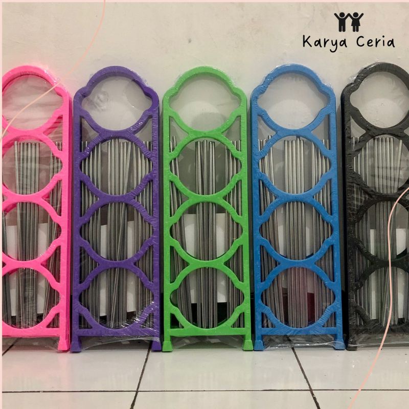 Sonic Rak Sepatu - Shoe Rack Portabel Serbaguna 4 Susun Plastik Pipa Besi