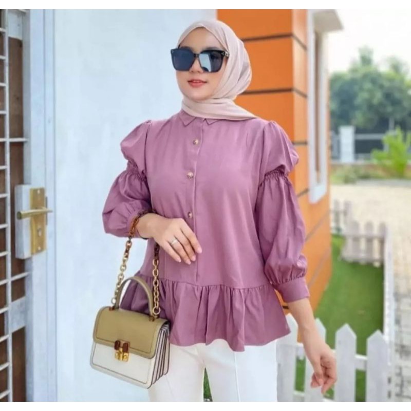 SELVI BLOUSE / atasan terbaru / atasan lengan balon / moscrepe