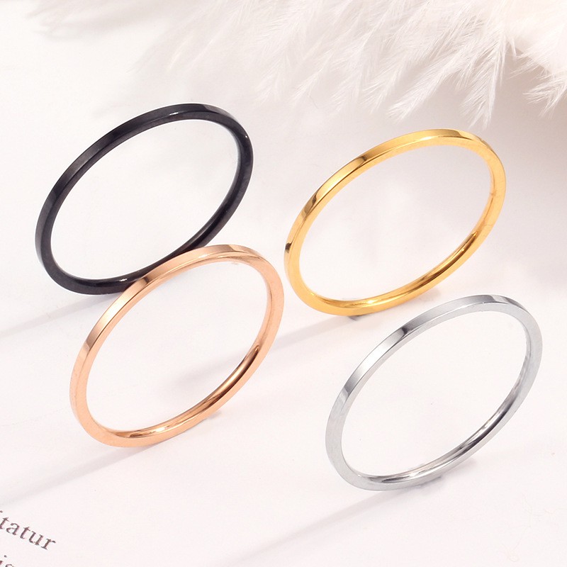 Cincin halus sederhana polos Cincin titanium sangat cincin anti karat Rose Gold Pecinta Lady