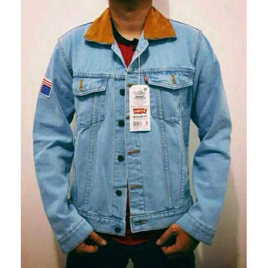 Jaket DILAN Jeans levis Pria patch bendera USA amerika Jaket DILAN Jeans levis Pria patch bendera USA amerika