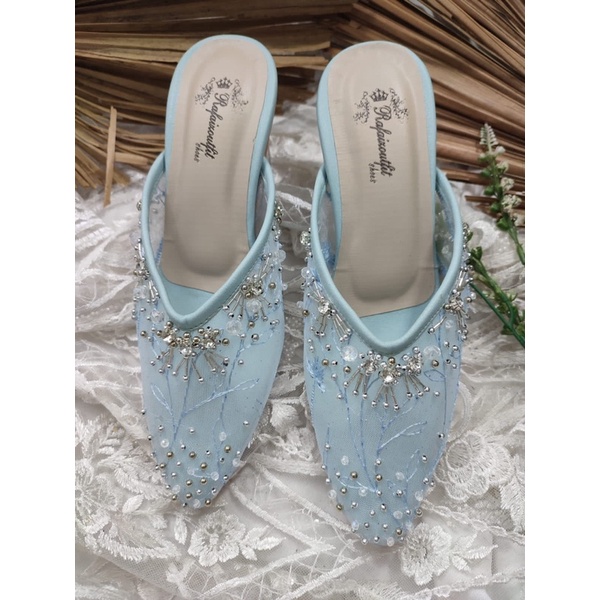 sepatu wanita rullye babyblue 7cm kaca