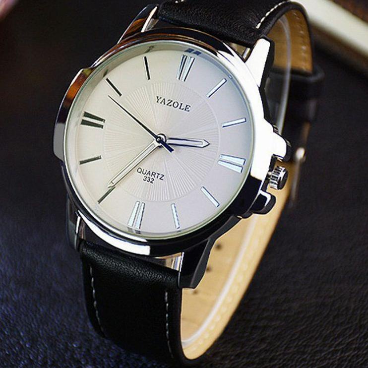 Langsung Beliii.. Jam Tangan Pria YAZOLE 332 Fashion New Casual Business Men Leather Analog Watch SW