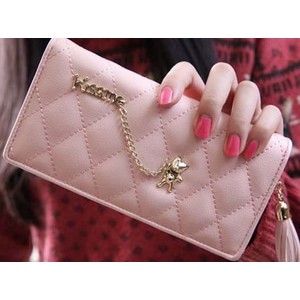 DF682 dompet import korea best quality leather kiss me (pink)